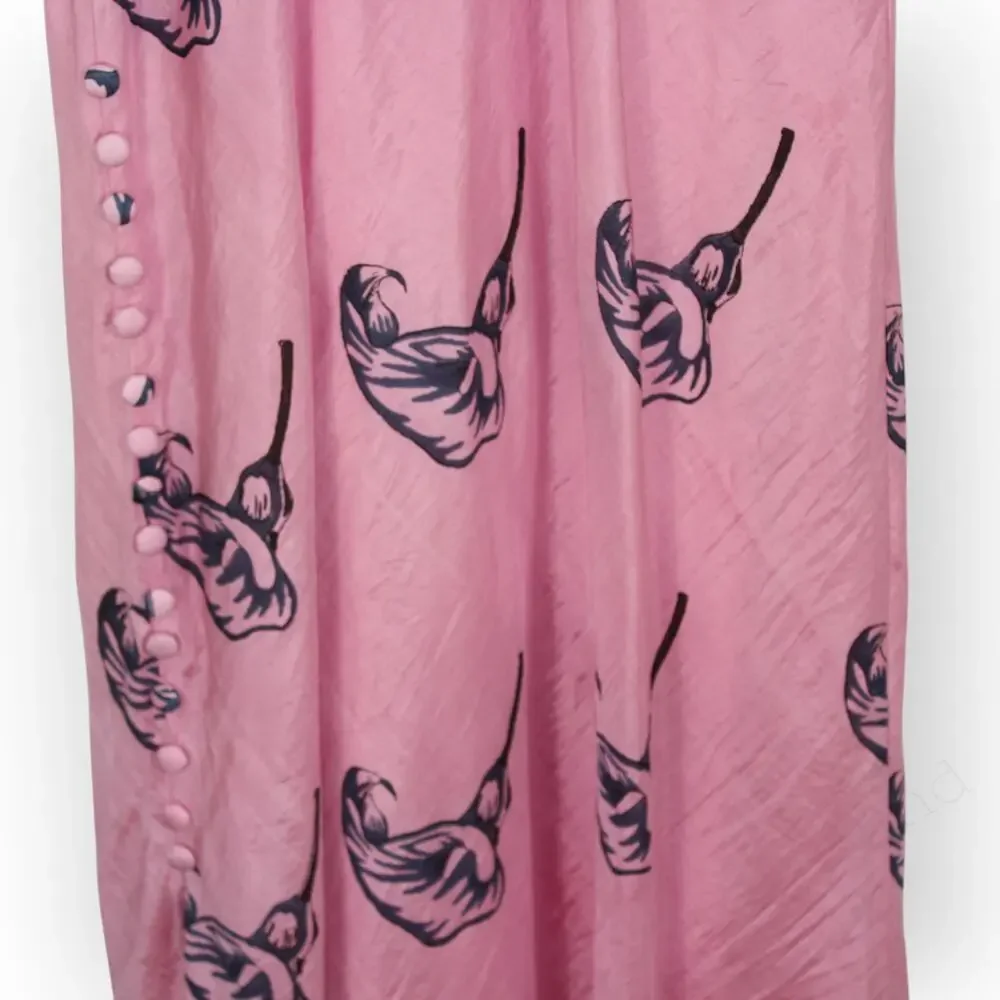 Large Alix of Bohemia Athens Pink Calla Lily Silk Slip Dress Sweetheart Lined - Picture 15 of 16